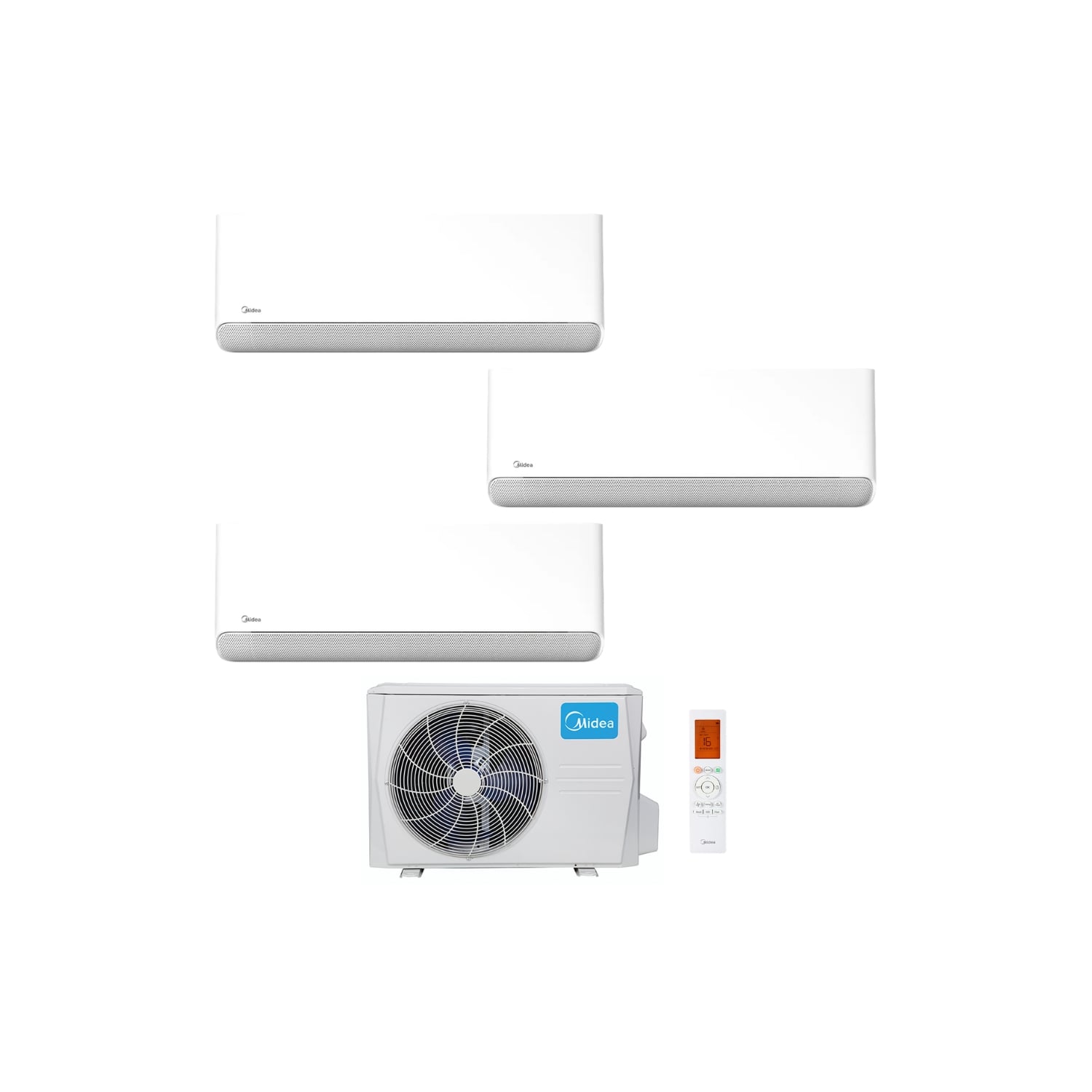  Ensemble Climatiseur Reversible Tri-split 5,2kw + 3,5kw + 3,5 Kw Mural Connecté Breezeless E - Midea