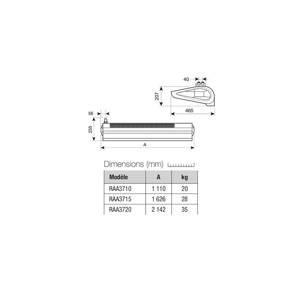  Rideau D'air Électrique En Saillie 100 Cm Moteur Ec Blanc Wing - Axelair - Raas3710e