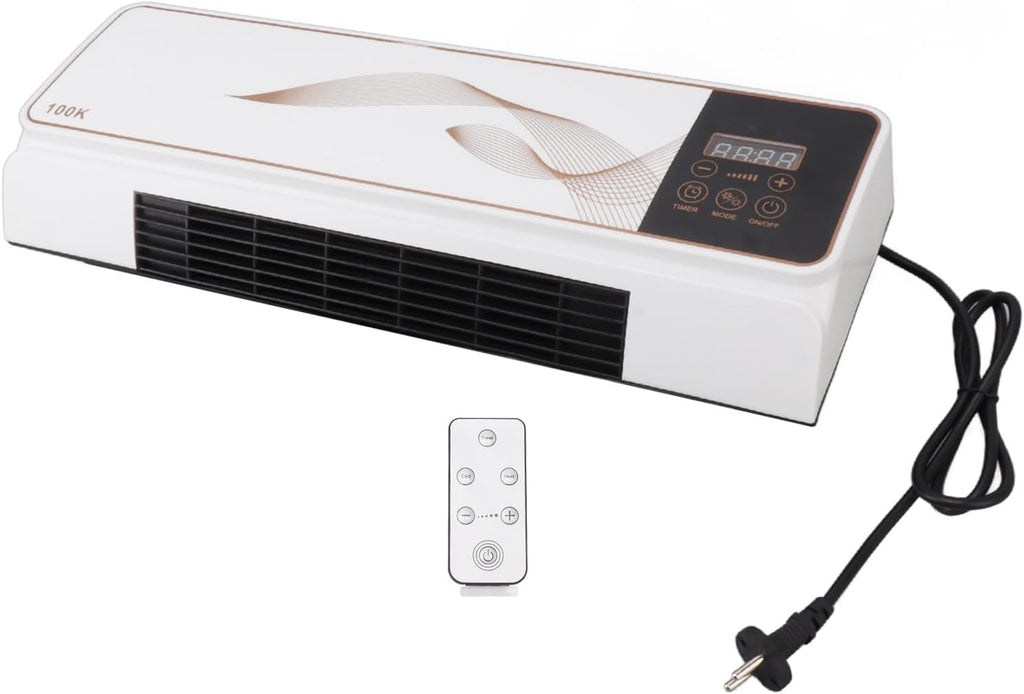  Luqeeg Climatiseur électrique, 2 En 1 Mini Chauffage Refroidissement Ventilateur Mural Climatiseur Avec Télécommande Refroidisseur D'espace Intérieur Pour La Maison, La Chambre, Le Salon (Prise UE)