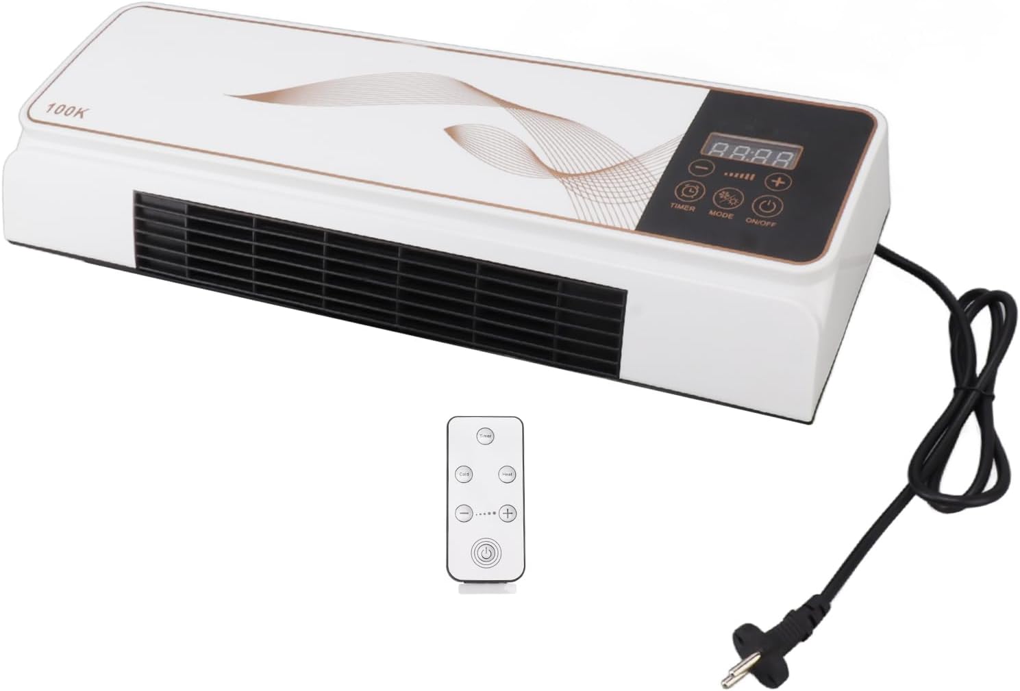  Luqeeg Climatiseur électrique, 2 En 1 Mini Chauffage Refroidissement Ventilateur Mural Climatiseur Avec Télécommande Refroidisseur D'espace Intérieur Pour La Maison, La Chambre, Le Salon (Prise UE)