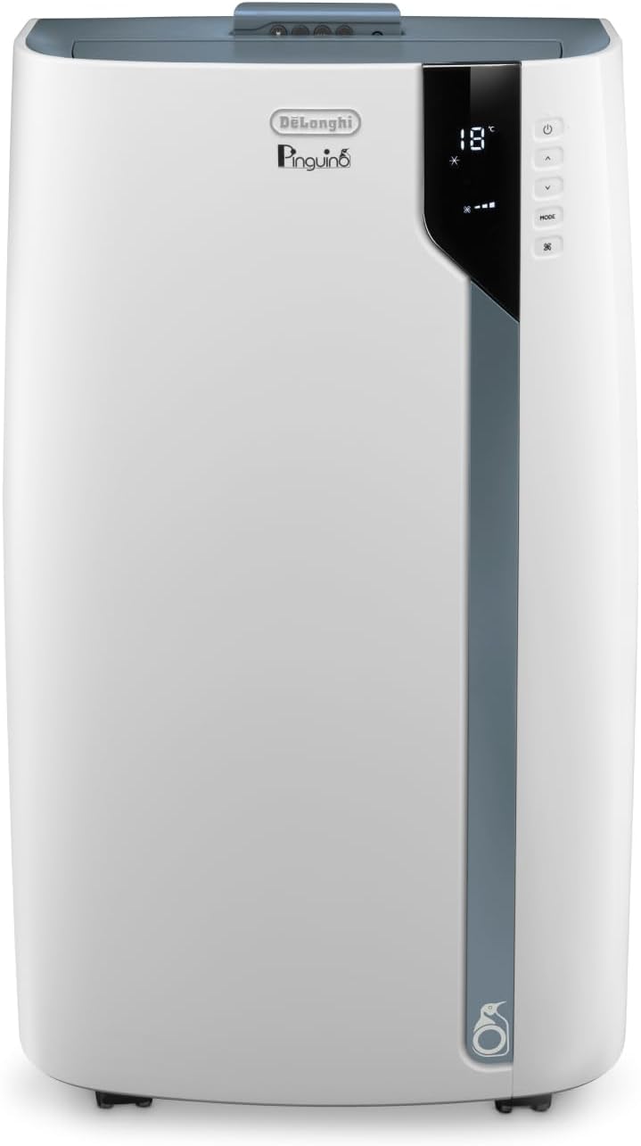  De'Longhi Pinguino Clim Mobile, Pièces Jusqu'à 30m², Déshumidificateur, Mode Ventilation, 10000BTU, Refroidissement Silencieux, Eco Real Feel, Télécommande, Minuterie, Classe Énergie A+++ (PACEX105)