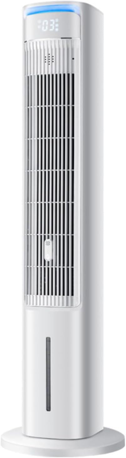 GENERIC Ventilateur De Tour De Refroidissement, Ventilateur De Climatiseur Portable Avec Oscillation à 80 °, 3 Vitesses, Réservoir D'eau 4L, Minuterie 12H, Packs De Glace, Contrôle Tactile, Pour Bureau De La