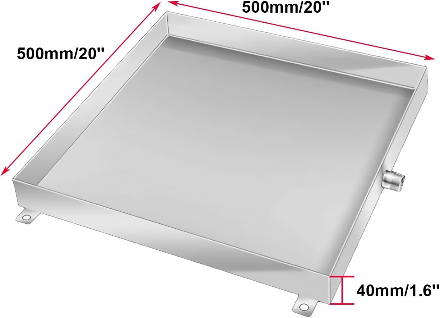  Bac Condensat Clim En Acier Inoxydable, 50 × 50 Cm, 60 X 60 Cm, Kit De Drainage De Climatiseur De Fenêtre, Bac De Récupération Du Climatiseur Avec Drain(500 X 500 Mm/20'' X 20'')