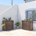  Clôture De Climatisation, Protection Pour Unité Extérieure, Support Pour Plantes Marron, Support à Fleurs En Bois Pour Climatiseur, Volets De Confidentialité