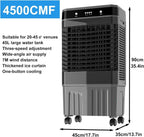 GENERIC Réservoir De Refroidisseur D'évaporation Portable 45L, Ventilateur De Climatiseur 3 En 1 Avec Paquets De Glace, Humidificateur à Grande Vitesse Pour Le Bureau à Domicile, Grande Capacité D'eau, Roues