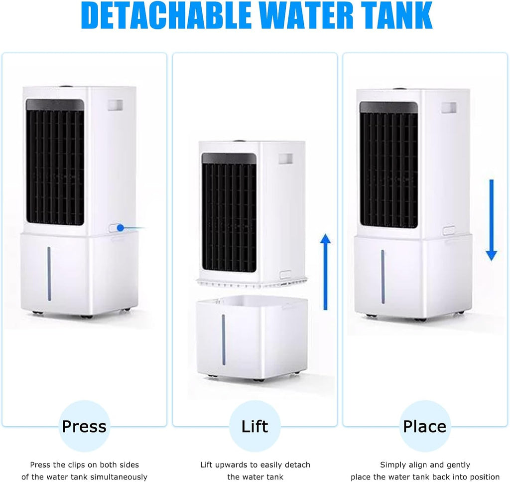  Refroidisseur D'air évaporatif Portable 40 L Avec Télécommande, Climatiseur Mobile Avec Minuterie 7,5 H, 3 Modes Et 3 Vitesses, Ventilateur Climatiseur Roulant Pour La Maison, Le Bureau Ou La Chambre,