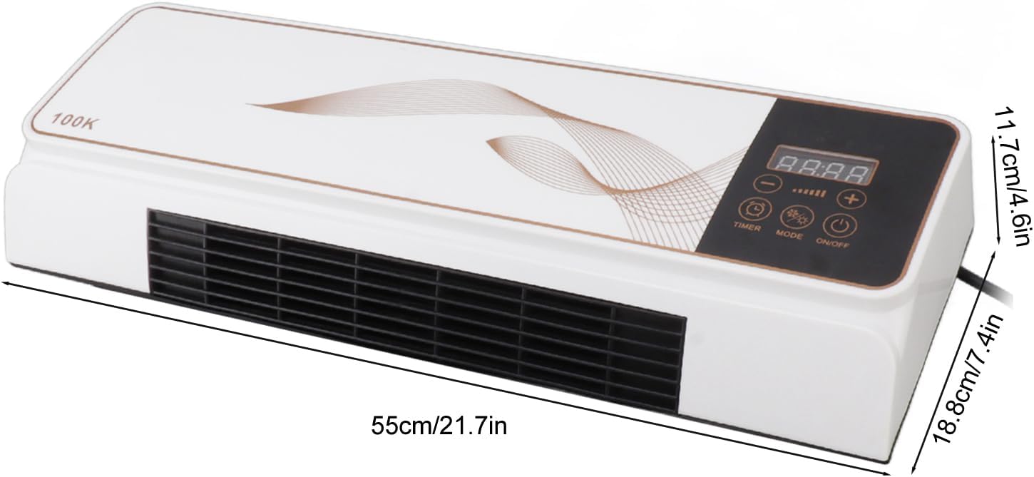  Luqeeg Climatiseur électrique, 2 En 1 Mini Chauffage Refroidissement Ventilateur Mural Climatiseur Avec Télécommande Refroidisseur D'espace Intérieur Pour La Maison, La Chambre, Le Salon (Prise UE)