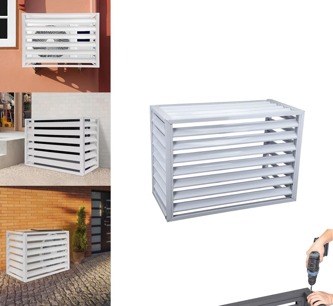  Housse De Climatiseur En Alliage D'aluminium Pour Pompe à Chaleur 5P Volets De Porte-fleurs – Réduction Du Bruit Et Protection élégante De Façade Accessoires Clete
