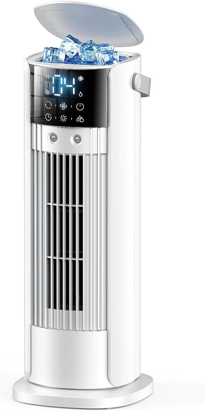 GENERIC Ventilateur De Refroidisseur D'air Portable 180 évaporatif Oscillant Avec Humidificateur De Brime à Télécommande Pour La Chambre Bureau Chambre Silencieuse 3 Vitesses Économie D'énergie Conception Com