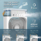  Humidificateur Portable, Climatiseur, Petit Refroidisseur D'air, Veilleuses LED, Humidificateur, Ventilateur De Brume D'eau Pour Le Bureau Et La Maison (blanc)