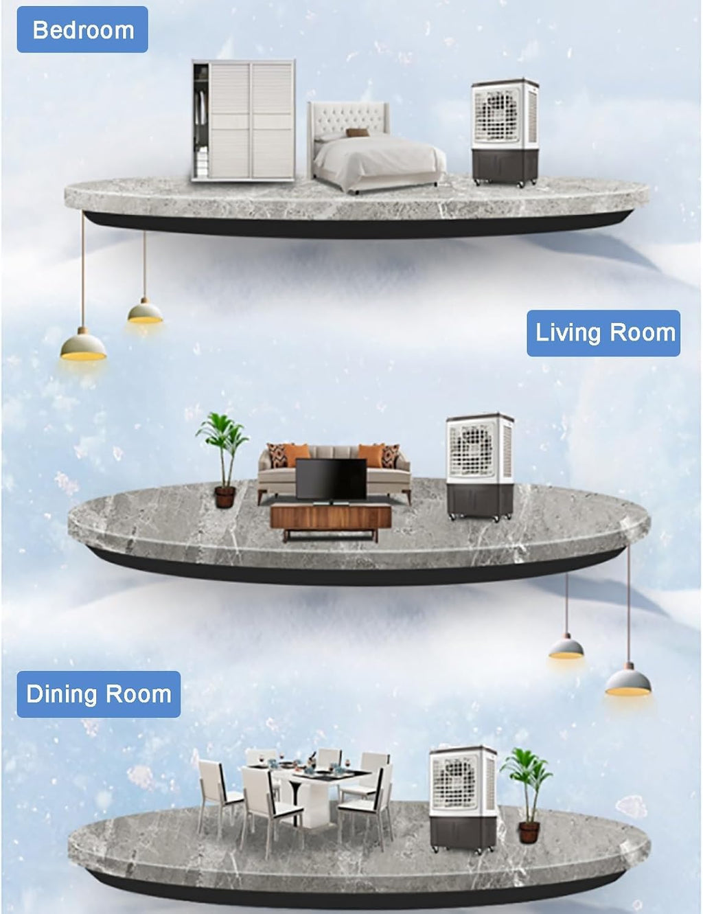 GENERIC Refroidisseur D'évaporation Commercial, Ventilateur De Marais à 3 Vitesses Avec 120 Oscillation, Grand Réservoir Et Roues Pour L'usine, Restaurant, Bureau.Refroidissement Efficace, Fonctionnement Calm