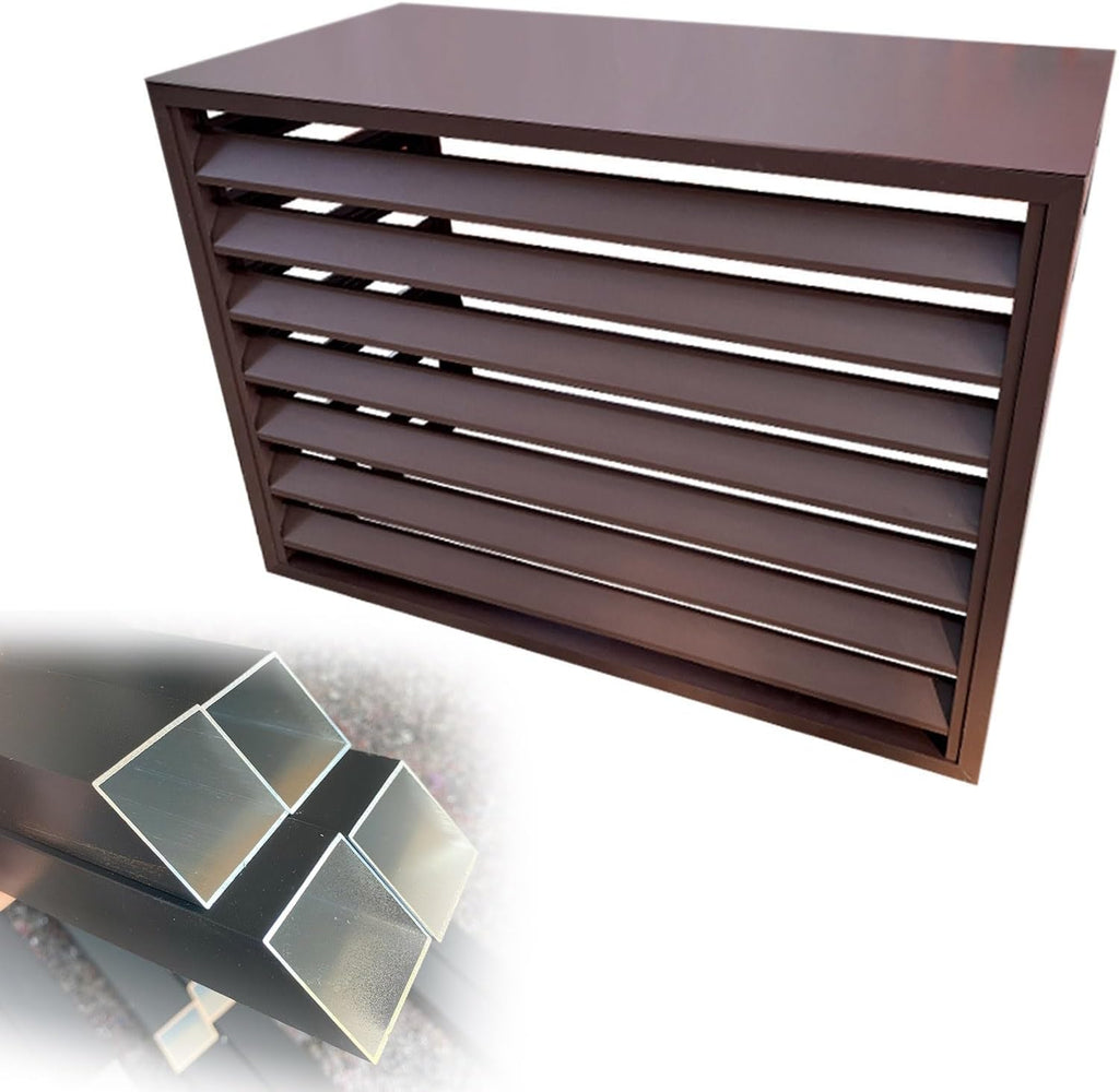 GENERIC Housse De Protection En Aluminium Pour Climatiseur Intérieur Et Extérieur, Support Mobile Pour Plantes, 100 X 50 X 70 Cm Et 110 X 60 X 80 Cm, Marron, Résistant Aux Intempéries Pour Jardin Et Maison