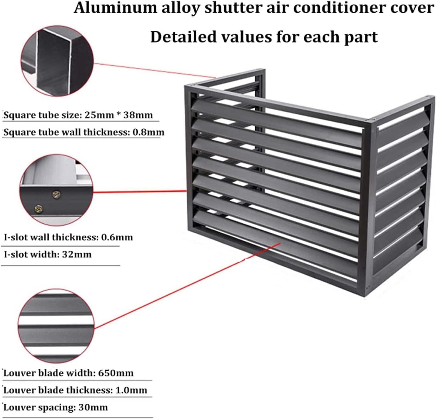 GENERIC Bâche Robuste En Aluminium Pour Climatiseur Et Clôture D'intimité Pour Unités Extérieures – Étagère à Persiennes Pour Balcon Et Jardin Blanc 100 X 70 X 50 Cm