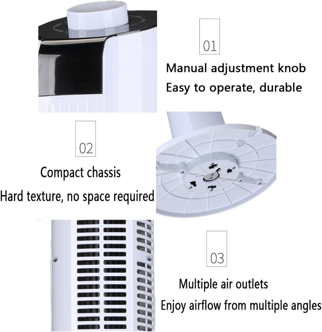  Ventilateur De Tour Silencieux Avec Télécommande, 3 Vitesses Et Minuterie 12H, Circulateur D'air Oscillant à 60 ° Pour Chambre à Coucher, Bureau.Conception Portable Mince Avec Poignée De Transport Fac