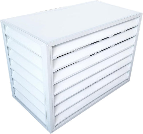  Cache Climatiseur Exterieur Aluminium,caisson Anti Bruit Pompe à Chaleur,cache Clim,Étanche À La Poussière Et À L'eau,Convient Pour L'unité Extérieure Du Climatiseur,White A,100x50x70cm