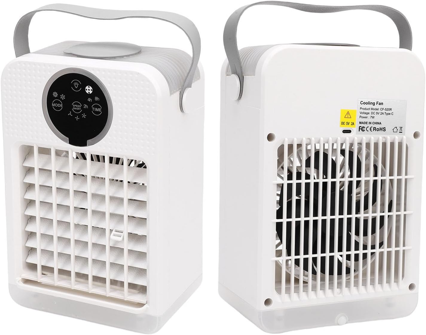  Climatiseur Portable, Humidificateur Refroidisseur D'air Par évaporation 4 En 1, Ventilateur De Refroidissement De Bureau De 700 Ml Avec 3 Vitesses, Veilleuse 7 Couleurs, Télécommande,