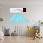  Luqeeg Climatiseur électrique, 2 En 1 Mini Chauffage Refroidissement Ventilateur Mural Climatiseur Avec Télécommande Refroidisseur D'espace Intérieur Pour La Maison, La Chambre, Le Salon (Prise UE)