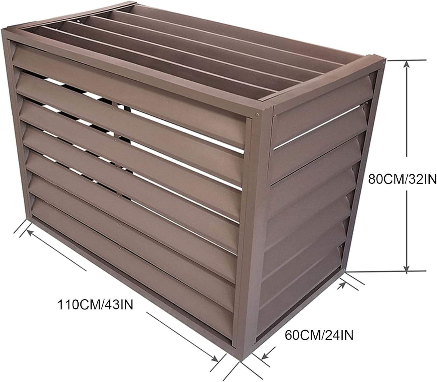  Housse De Protection En Aluminium Pour Climatiseur – Protection Pour Pompe à Chaleur Extérieure Et Intérieure Marron – Protection Pour Unités Extérieures – Clôture Décorative Pour CVC
