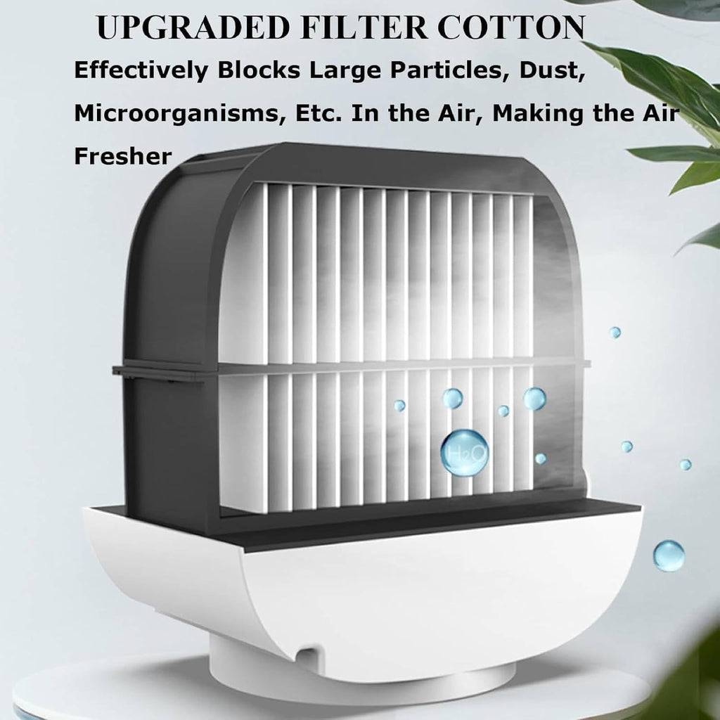 GENERIC Conditeur D'air Portable Et Humidificateur De Ventilateur Avec Veilleur LED, Réglages à 4 Vitesses, Refroidissement Rapide En 90 Secondes, Idéal Pour L'utilisation à La Maison Et Au Bureau, Conception