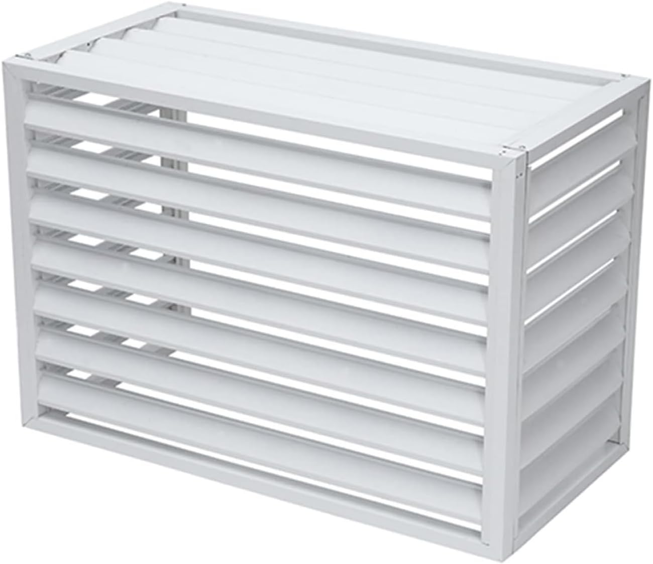  Couverture De Climatiseur De Pompe À Chaleur Convient Pour L'unité Extérieure Du Climatiseur Support De Fleur Climatiseur En Aluminium Blanc Louver Haut-L110*W60*H80(2~3P)