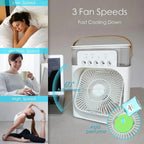  Humidificateur Portable, Climatiseur, Petit Refroidisseur D'air, Veilleuses LED, Humidificateur, Ventilateur De Brume D'eau Pour Le Bureau Et La Maison (blanc)