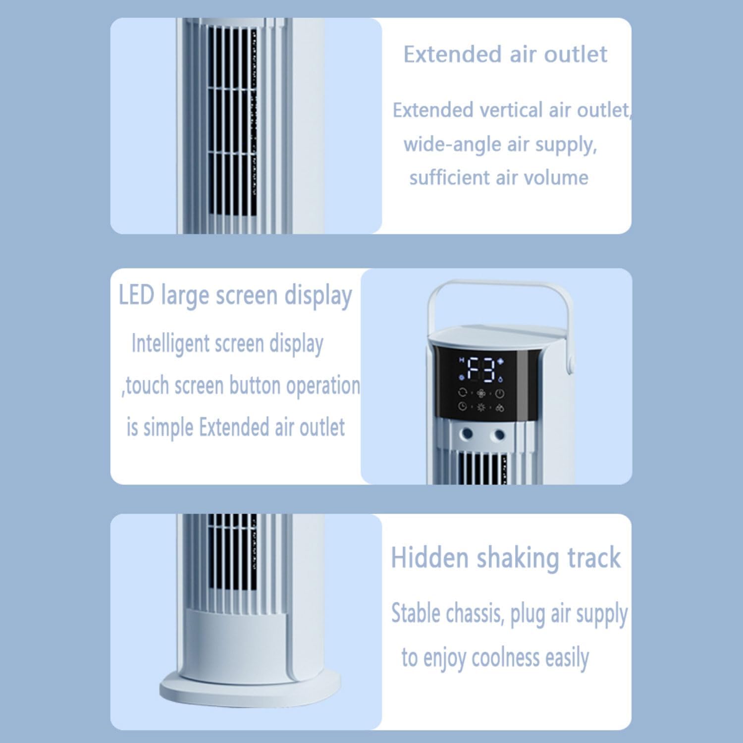 GENERIC Ventilateur De Refroidisseur D'air Portable 180 évaporatif Oscillant Avec Humidificateur De Brime à Télécommande Pour La Chambre Bureau Chambre Silencieuse 3 Vitesses Économie D'énergie Conception Com