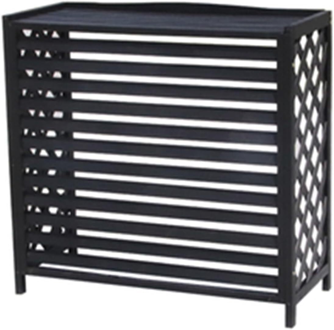 GENERIC Housse De Climatiseur En Bois Massif Et Support De Fleurs Noir Avec Stores – Coque élégante De Climatisation Pour Décoration D'intérieur Et Fonctionnalité 80 X 32 X 70 Cm