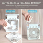  Humidificateur Portable, Climatiseur, Petit Refroidisseur D'air, Veilleuses LED, Humidificateur, Ventilateur De Brume D'eau Pour Le Bureau Et La Maison (blanc)