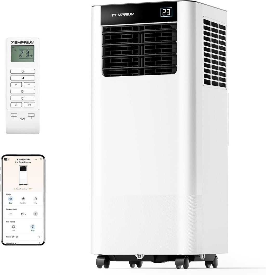  Climatiseur Mobile 7000 BTU, 3-en-1 Écoénergétique Climatiseur Portable, Kit Fenêtre Inclus, Contrôle Via Application/Télécommande, Silencieux <48 DB, Minuterie 24 H, Idéal Pour Pièces Jusqu’à 20 M²