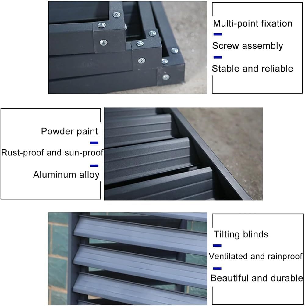 GENERIC Housse De Climatiseur En Aluminium De Qualité Supérieure Et écran De Clôture Pour Pompe à Chaleur, Design à 3 Panneaux Pour Unités Extérieures/intérieures, 110 X 80 X 60 Cm, Résistant Aux Intempéries
