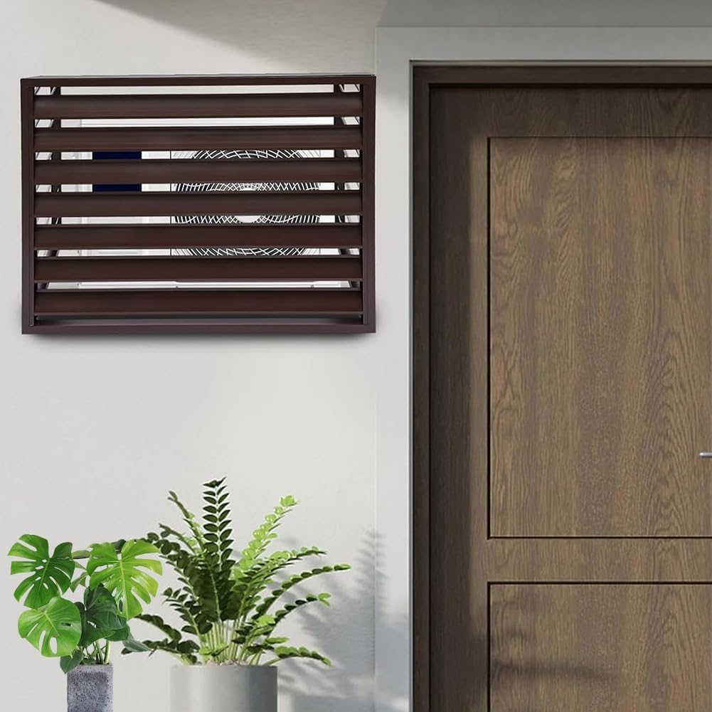 GENERIC Housse En Aluminium Pour Climatiseur – Protection Extérieure Pour Unité De Climatisation, écran Décoratif, Marron (109,2 X 61 X 78,7 Cm), Résistante Aux Intempéries, Clôture élégante Pour Unité De