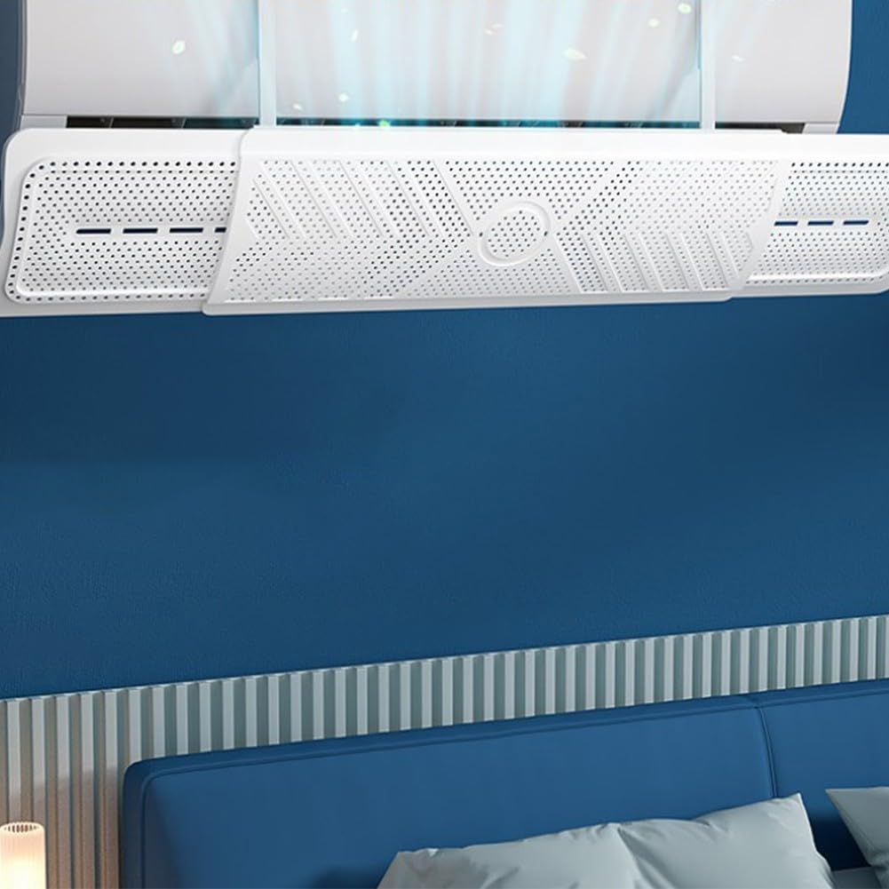  Whychstore Déflecteur De Climatisation Réglable, Pare-brise Mural Pour éviter Le Soufflage Direct, Plastique Rétractable 60-93 Cm, Blanc
