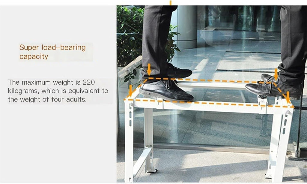  Support Universel AC – Support De Montage Pour Climatiseur Sans Perçage, Capacité De Charge De 204 Kg Avec Système De Nivellement Compatible Avec Les Pompes à Chaleur Et AC Sans Conduit.