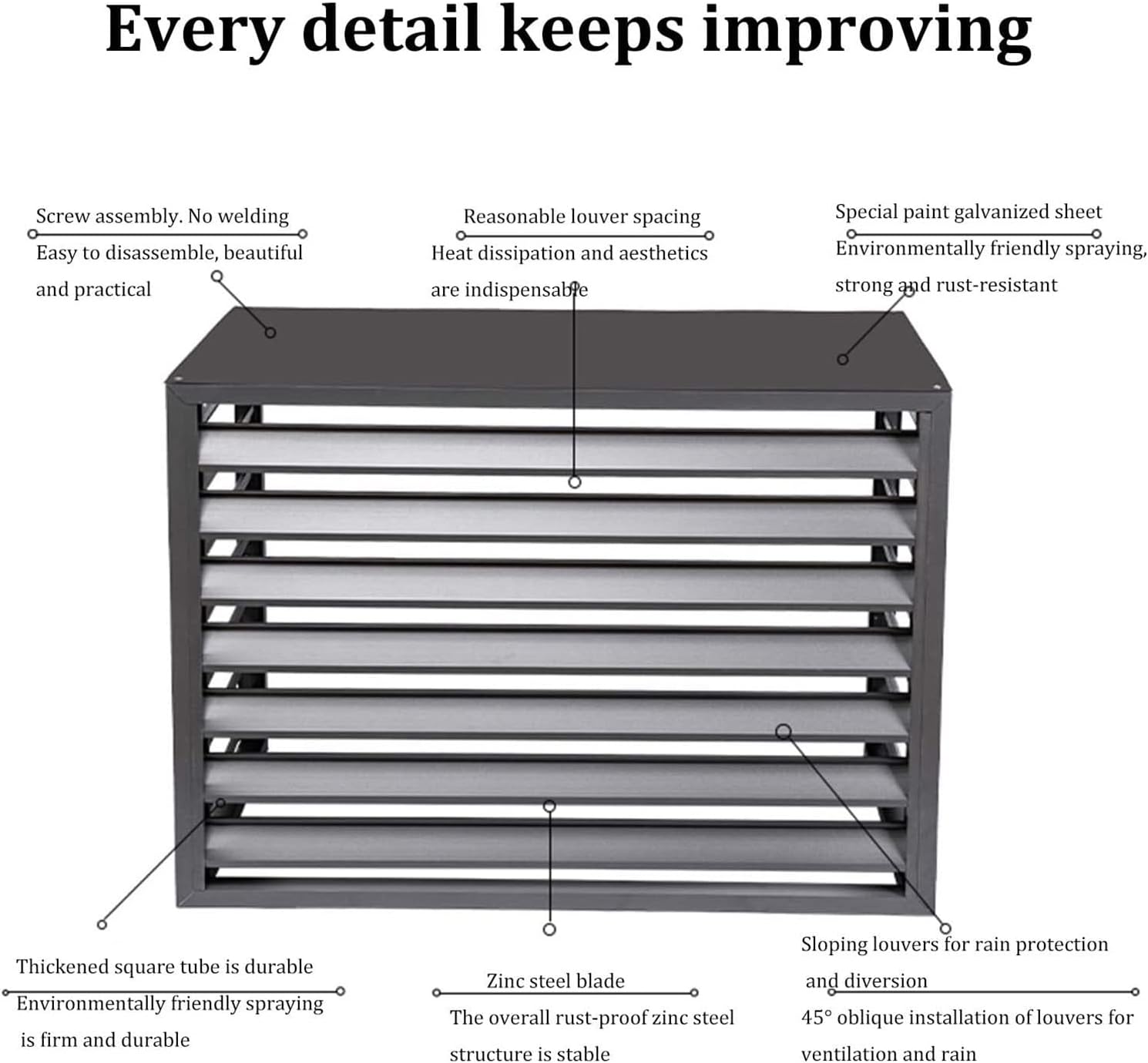  Couvercle En Aluminium Pour Climatiseur Et Protection De Pompe à Chaleur Pour Extérieur, Clôture D'intimité Pour Plantes, Unité De Climatisation Et Boîtier De Condensateur, Solution De Rangement Pour