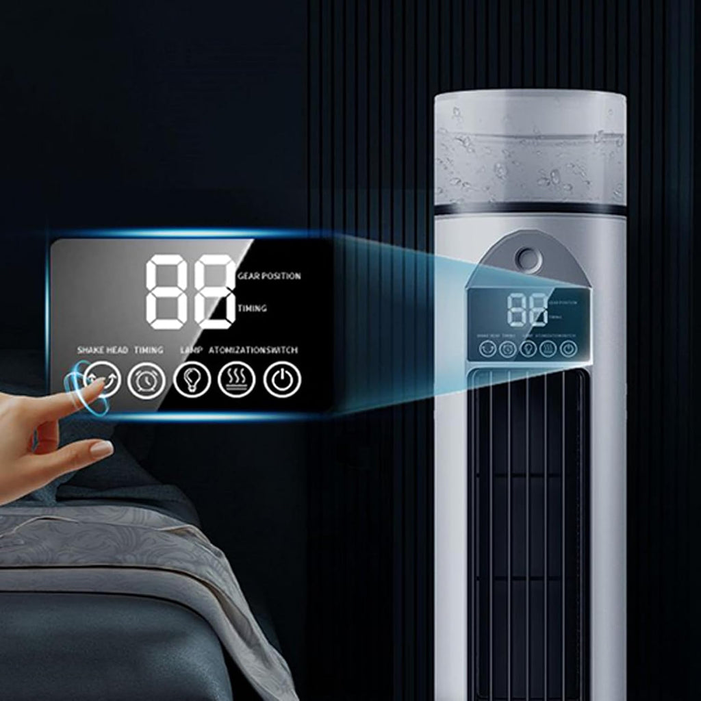 Genérico Ventilateur De Climatisation Oscillant Silencieux Sans Pale Avec Télécommande, Ventilateur Colonne Rafraîchisseur D'air 6 Vitesses Avec Humidificateur, Grand Réservoir D'eau, Refroidisseur Portable
