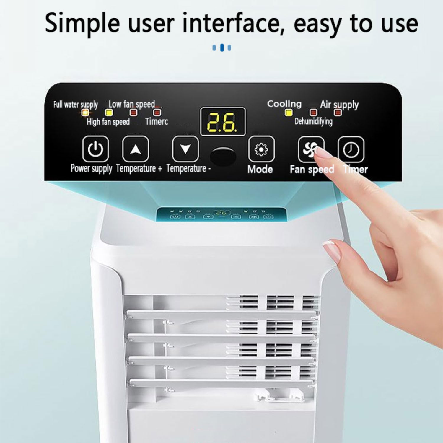  Climatiseur Portable, Unité Intelligente AC Silencieuse Avec Déshumidification, Mode Veille, Télécommande, Minuterie 24H, Ventilateur De Refroidissement D'oscillation De 120 ° Pour Le Bureau De Chambr