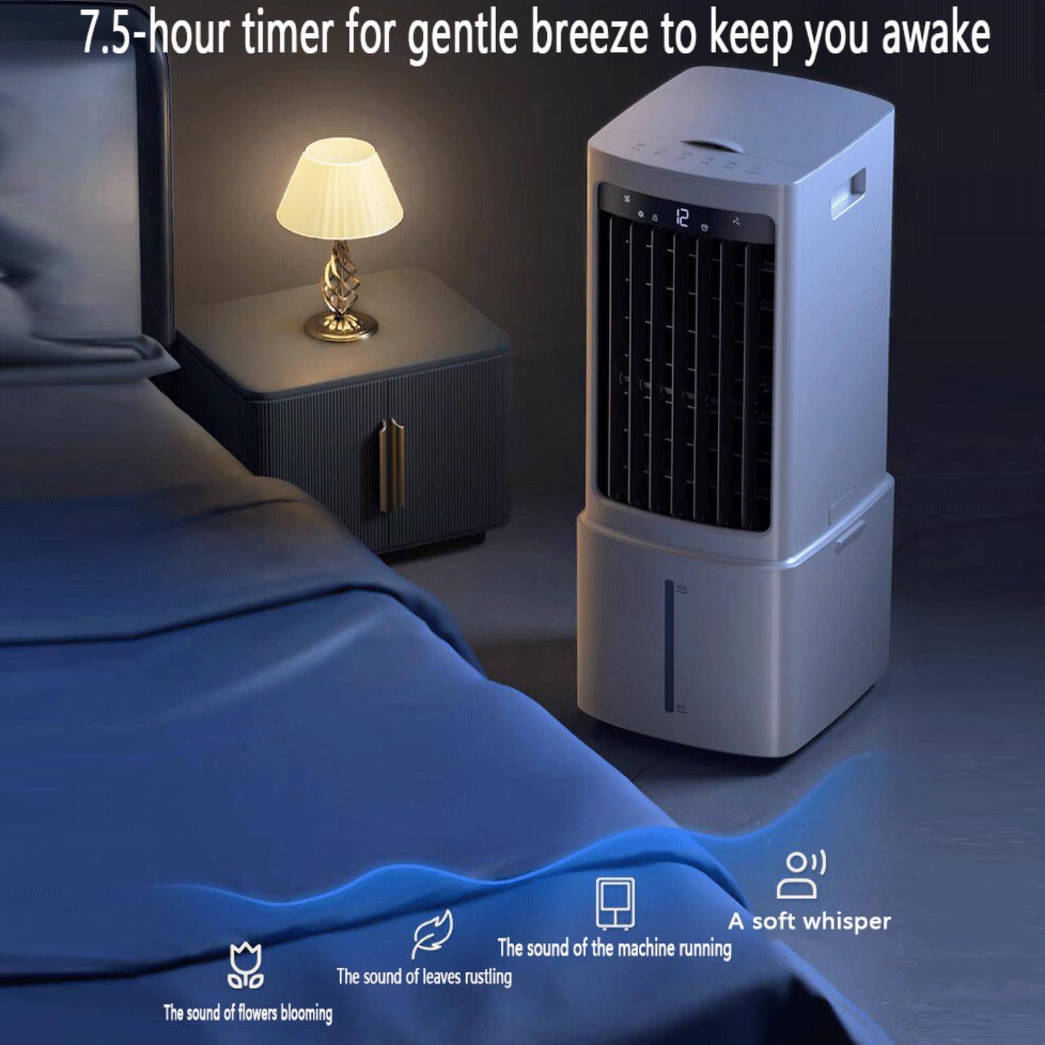 GENERIC Refroidisseur D'air évaporatif Portable 12L Tank Ice Packs 60W Quiet Fan 3 Vitesses Oscillant Humidificateur Pour La Maison Économie D'énergie Cool Breeze