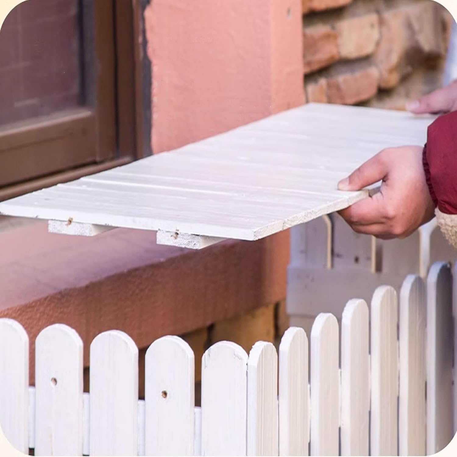 GENERIC Housse De Pompe à Chaleur Extérieure En Bois Pour Climatiseur - Protection Résistante Aux Intempéries - Écran Décoratif Avec Pot De Fleurs - Dimensions : 120 X 60 X 105 Cm - Couleur : Blanc