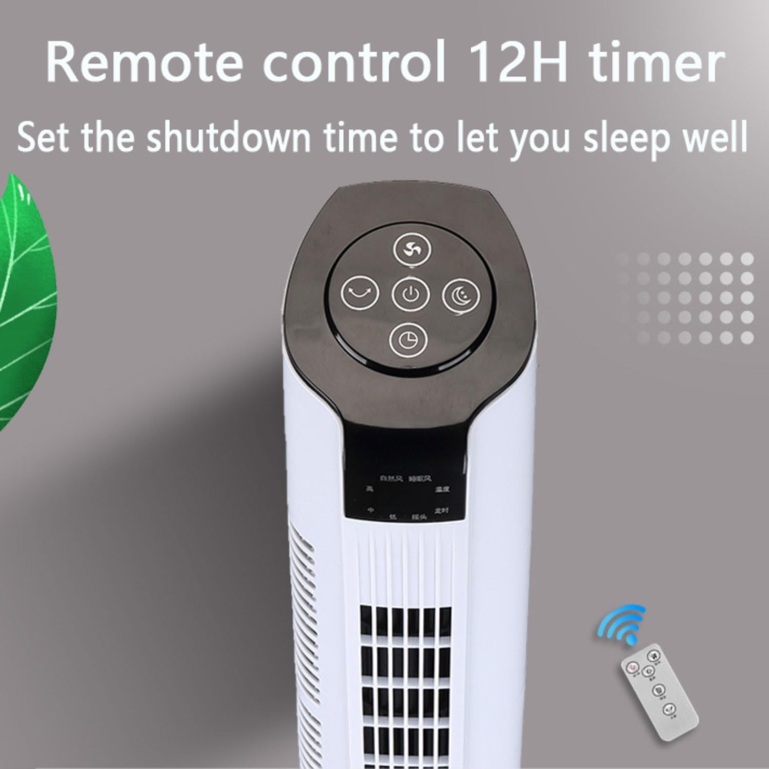  Ventilateur De Tour Silencieux Avec Télécommande, 3 Vitesses Et Minuterie 12H, Circulateur D'air Oscillant à 60 ° Pour Chambre à Coucher, Bureau.Conception Portable Mince Avec Poignée De Transport Fac