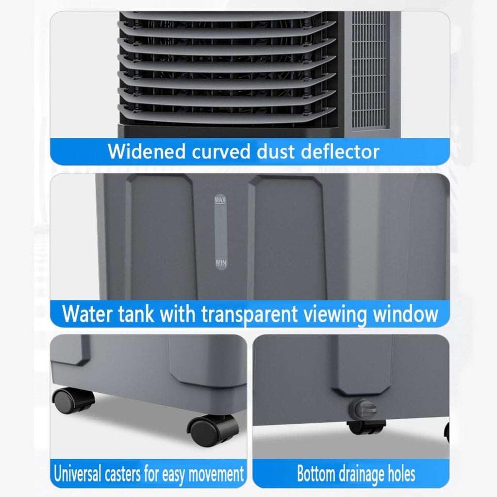 GENERIC Climatiseur Portable Avec 4 Compartiments à Glace, Réservoir D'eau De 20 Litres, Oscillation à 120°, Télécommande, Minuterie 12 H Et 3 Vitesses De Refroidissement. Idéal Pour La Chambre Ou La Maison.