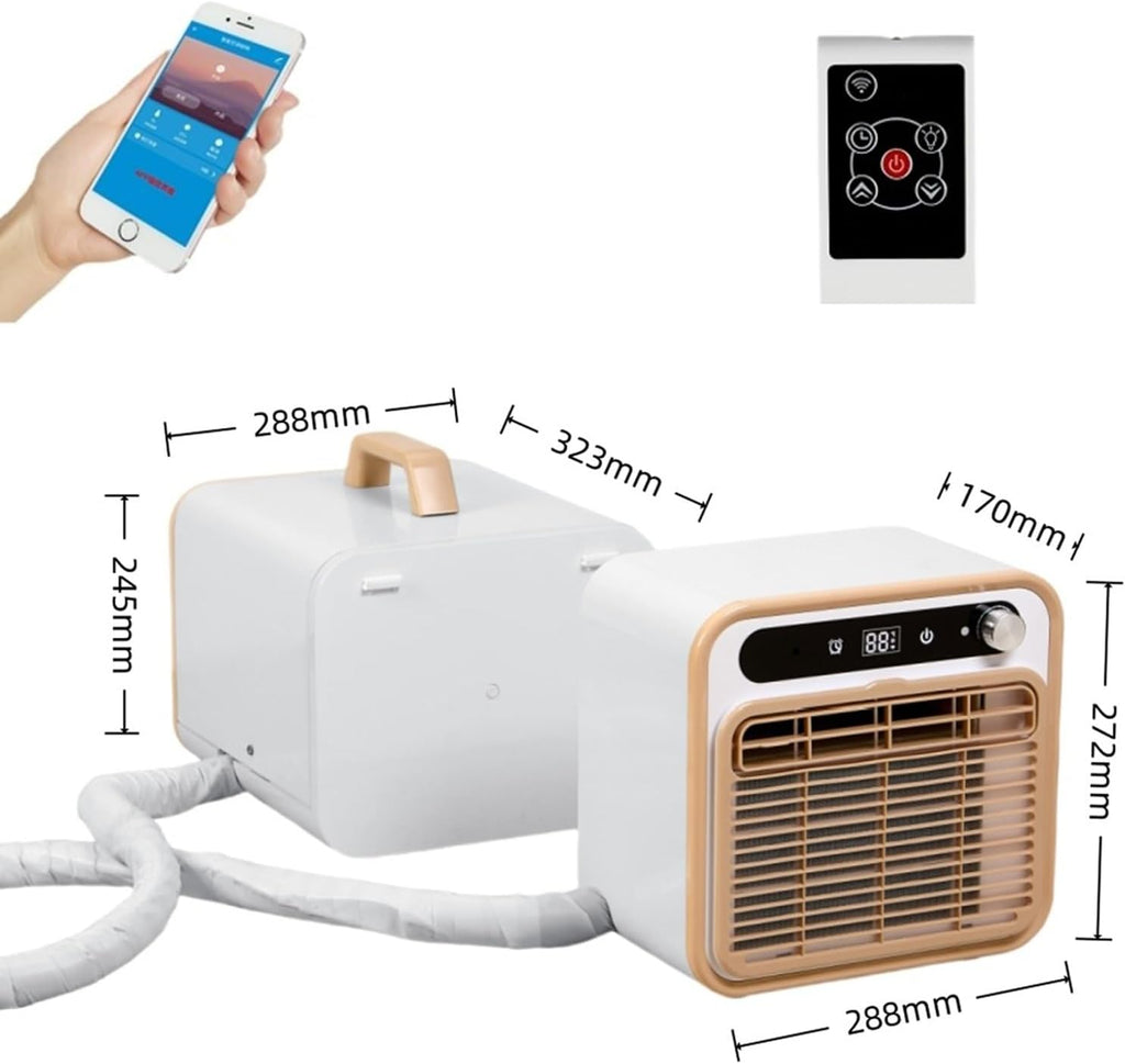  Climatiseur Portable, 1500W Refroidissement Silencieux Avec Flux D'air De 130m3/h, Minuterie 12H, Contrôle Tactile/à Distance/WiFi, Léger Pour Camion De Camping RV Chambre