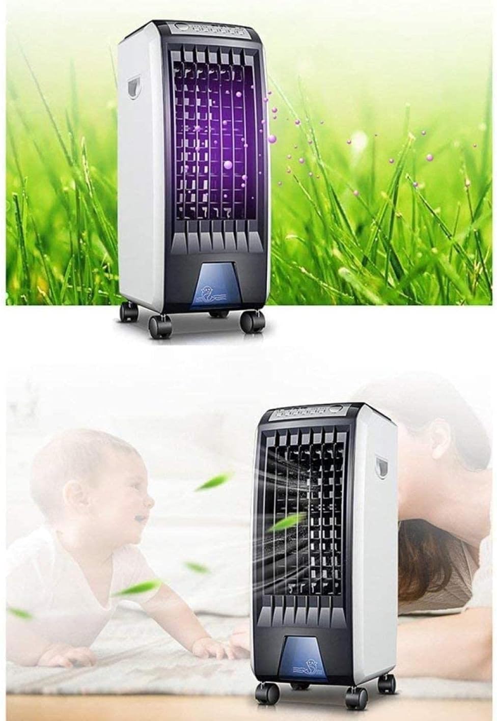 GENERIC Climatiseur Portable Refroidisseur Climatiseur Mobile Sans Tuyau Climatiseur Portable Ventilateur De Refroidissement à Eau Silencieux Ventilateur De Climatisation 3 Vitesses Du Vent Mobile Petit