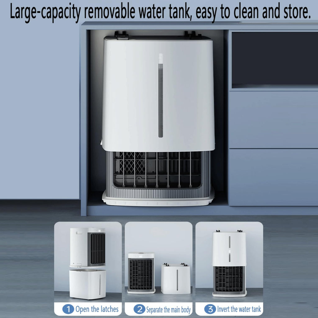 GENERIC Refroidisseur évaporatif Silencieux 12L, 3 Modes Et Minuterie, 7.5h Minuteur, Oscillation 50° Avec 2 Sacs De Glace, Portable Et économe En énergie Pour Un Refroidissement Confortable à La Maison