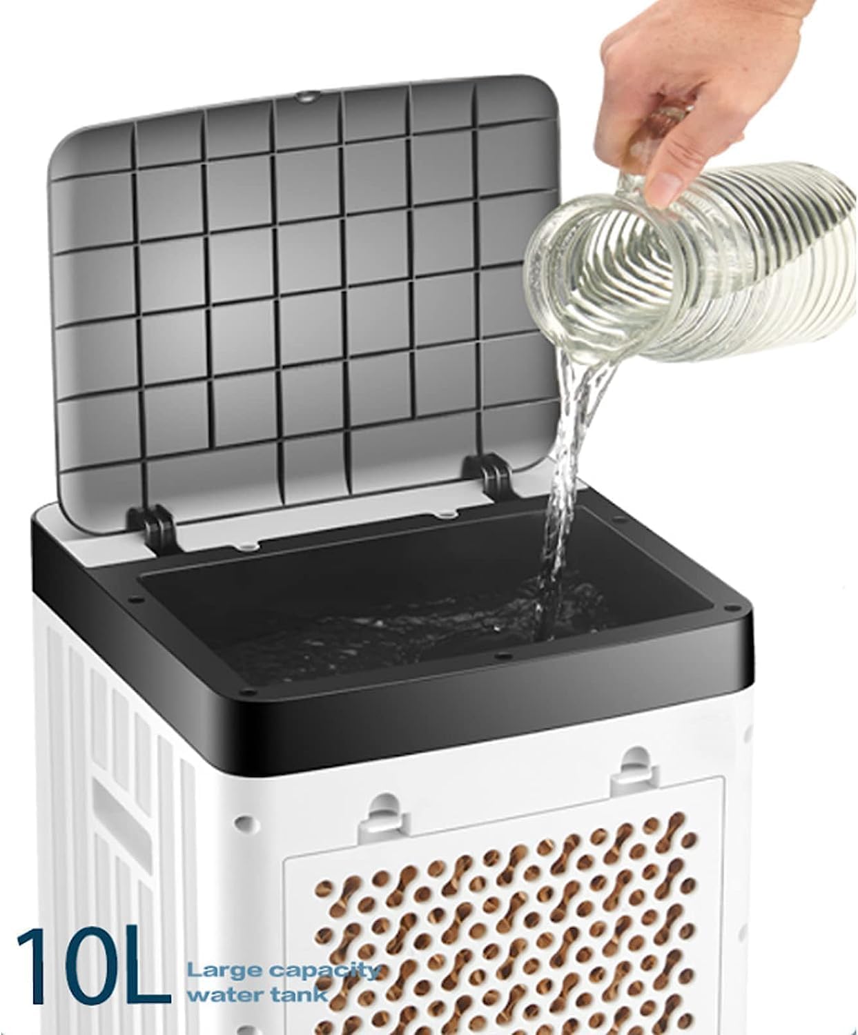  Climatiseur Portable 10L Déshumidificateur De Ventilateur De Refroidissement Sans Tuyau Avec 3 Vitesses Et Minuterie Pour Le Bureau à Domicile, Refroidisseur Sans Vent Sans énergie Conception Compacte