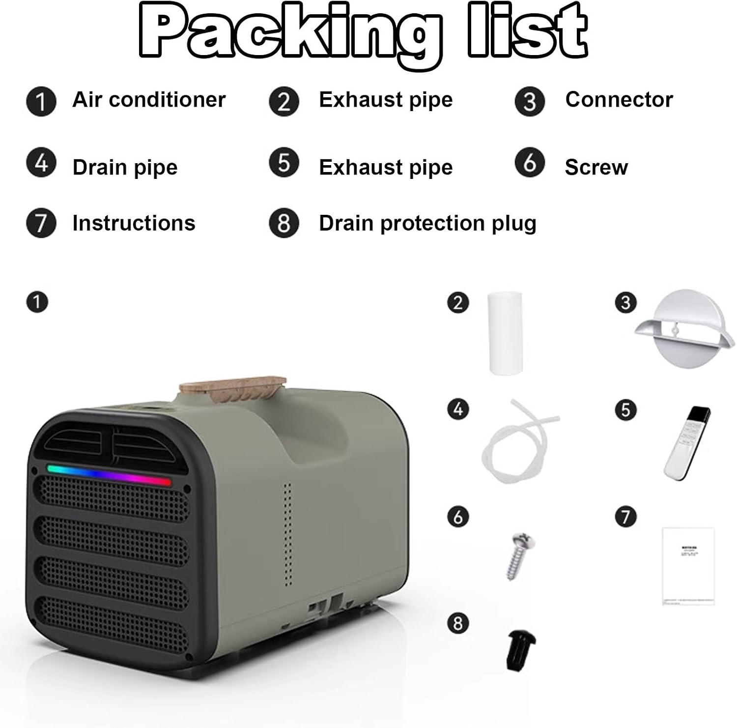 GENERIC Climatiseur Mobile 4 En 1 Avec Commande Tactile Et Télécommande Rafraichisseur D'air Silencieux 45 DB Poignée Supérieure, Climatisation Portable Pour 8-10 M²
