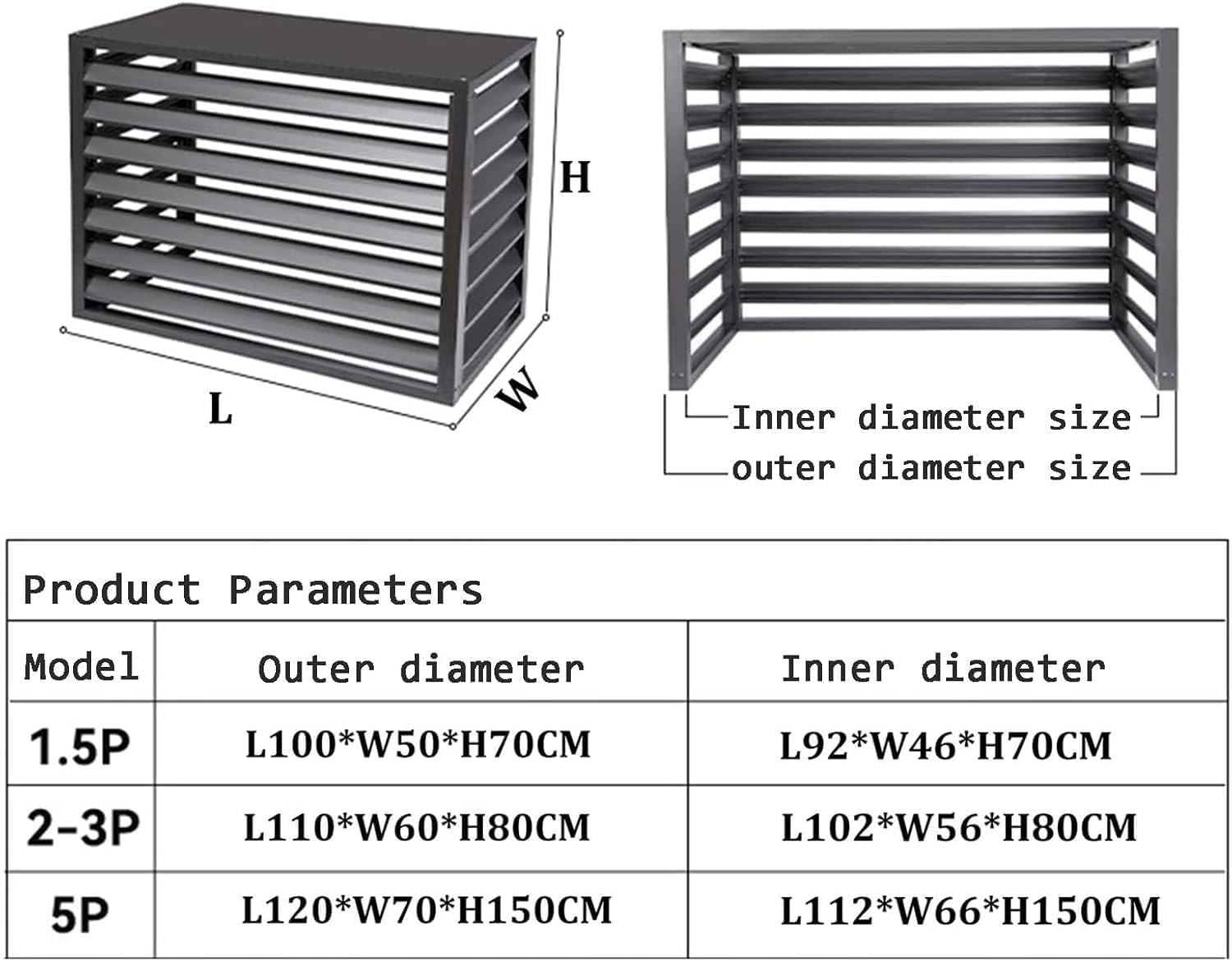 GENERIC Housse Antivol En Alliage D'aluminium Pour Climatiseur Extérieur Avec Volet Supérieur Pour Une Protection Sûre Et Une Résistance Aux Intempéries