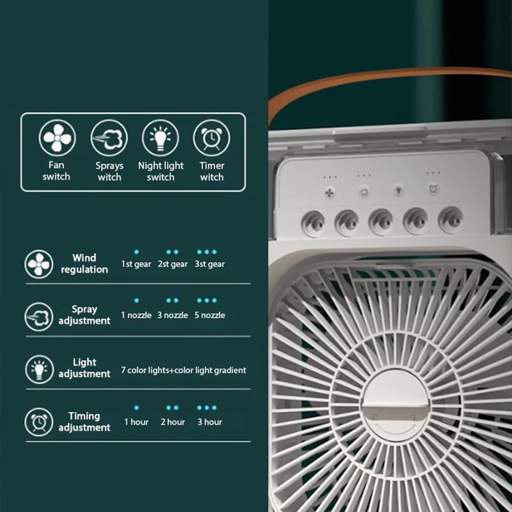  Humidificateur Portable, Climatiseur, Petit Refroidisseur D'air, Veilleuses LED, Humidificateur, Ventilateur De Brume D'eau Pour Le Bureau Et La Maison (blanc)