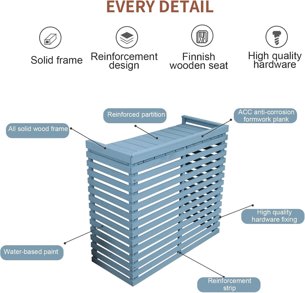  Housse Pour Unité De Climatisation Extérieure - Bois Massif Avec Support De Fleur, Boîtier De Climatiseur Résistant Aux Intempéries, Protection Mobile Pour Climatisation (couleur : Gris, Taille : S)