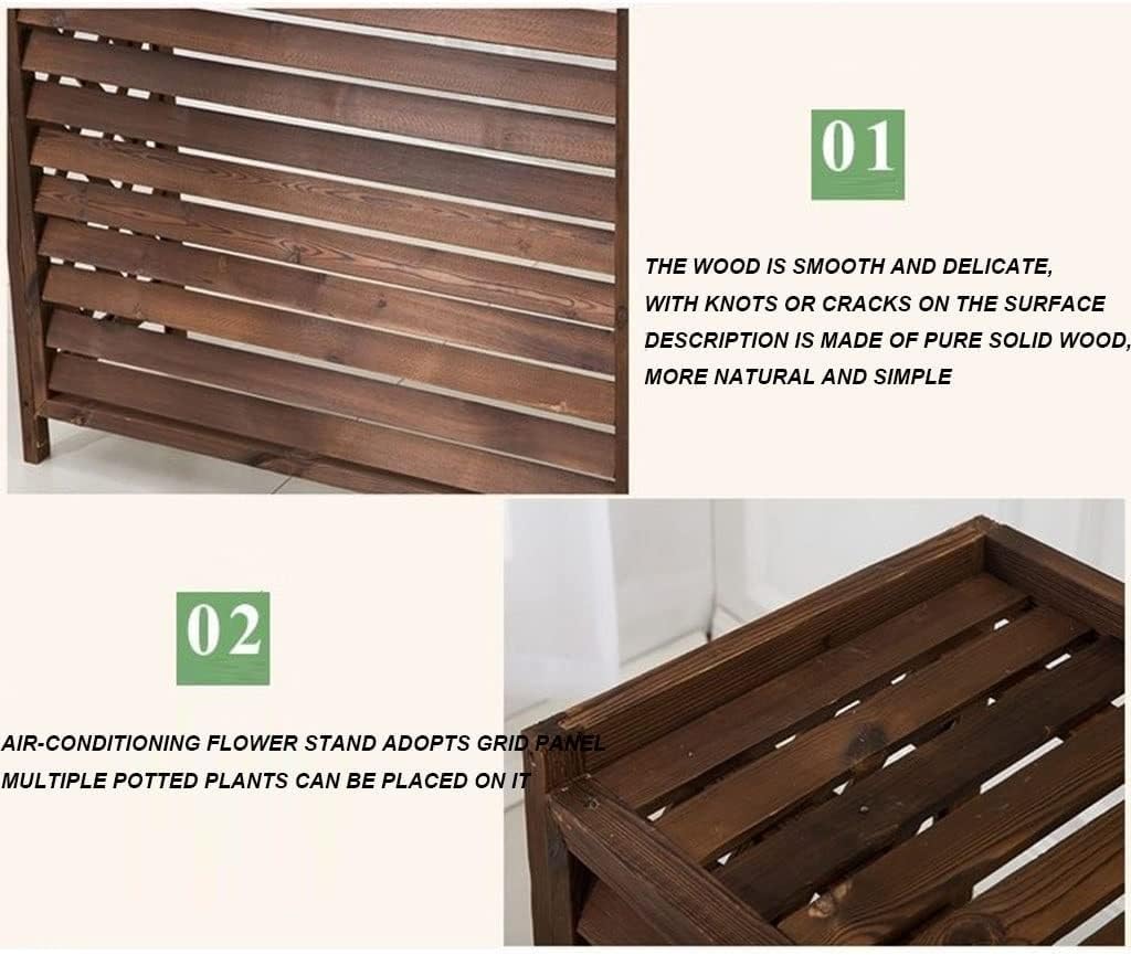 GENERIC Housse De Protection En Bois Pour Climatiseur Extérieur - Protection Contre Les Regards Indiscrets En Bois Massif - Support De Fleurs - Élégant Et Fonctionnel