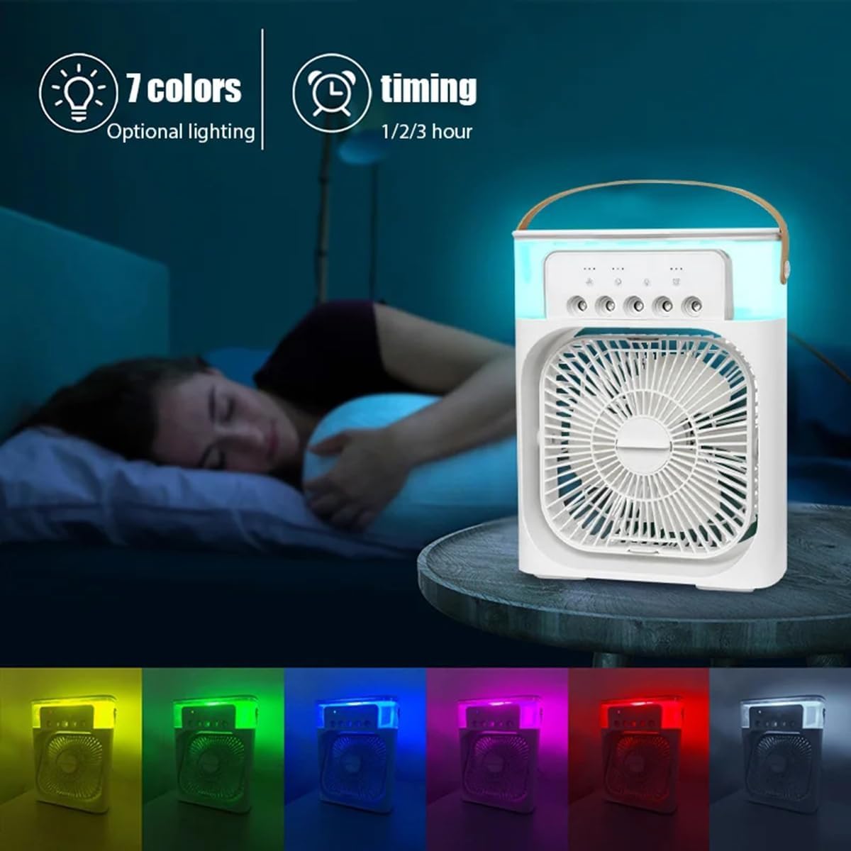  Humidificateur Portable, Climatiseur, Petit Refroidisseur D'air, Veilleuses LED, Humidificateur, Ventilateur De Brume D'eau Pour Le Bureau Et La Maison (blanc)